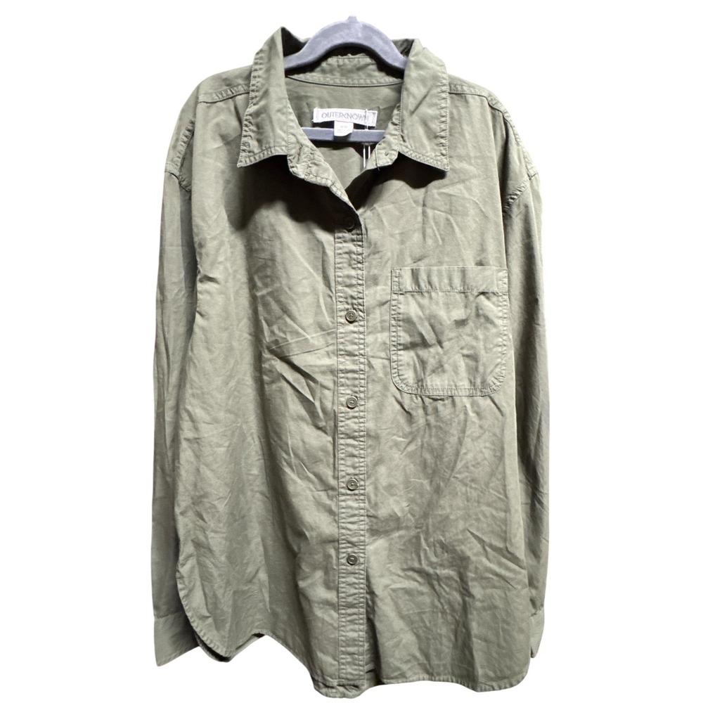 Outerknown Weekend Shirt Olive Green Classic Button Down Long Sleeve Size M NWT‎